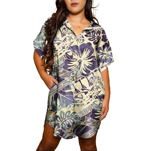 Puletasi vestidos elegantes de estilo étnico polinesio Tribal samoano Tapa estampado de flores vestidos samoanos para mujeres - Product Image 4