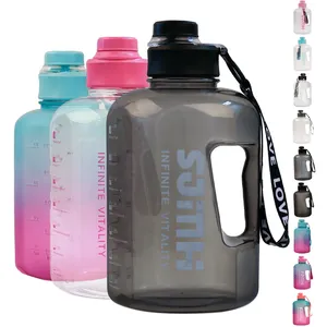 कस्टम लोगो खेल प्रेरक 1.5 गैलन बड़ी क्षमता 2L प्लास्टिक पेय की बोतल पानी की बोतल के साथ समय मार्कर