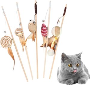 Factory Direct Sale Wooden Mouse With a Sounding Bell the Cat Charmer Wand Interactive Cat Teaser Toys - Product Image 4