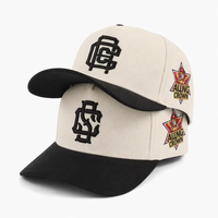 Casquette de baseball snapback personnalisée OEM avec logo brodé en 3D, casquette de baseball bicolore en velours côtelé avec visière en daim