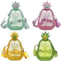 Bouteille d'eau portable en plastique de 20 oz motif ananas avec paille et sangle pour cadeaux de remise de diplôme et activités estivales