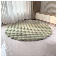 Tapis de sol circulaire minimaliste moderne, tapis en peluche, poils longs, polyester, fabrication mécanique, couleur unie, lavable, tapis de chevet pour chambre à coucher