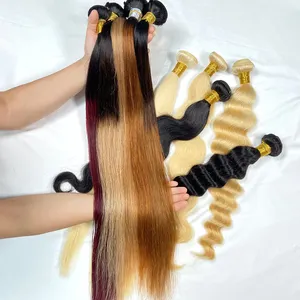 Extensiones de Cabello brasileño de visón sin procesar, 100 Remy, extensiones de cabello humano ondulado con cutícula virgen