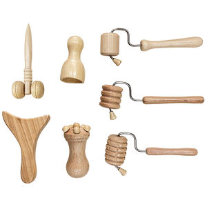 Ensemble de 7 rouleaux de massage en bois miniatures et de Gua Sha pour le visage, kit d'outils de massage en bois de haute qualité pour les méridiens du visage - Product Image 1