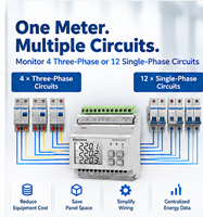 Compteur d'énergie triphasé multi-circuits, qualité de l'énergie, harmoniques, multifonction, multi-canaux, compteur de puissance Modbus TCP RS485 Classe 0.5S