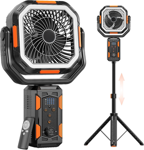 Ventilateur de camping portable rechargeable 20000mAh avec lumière LED personnalisée et trépied réglable en hauteur, en plastique, pour usage extérieur - Product Image 1