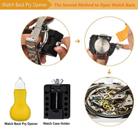 Enjoy Pretty, 149 Uds., herramientas de batería de reloj profesional, bolsa de transporte de cuero PU, Kit de herramientas de reparación de relojes, juego de removedor de pines de enlace de relojero