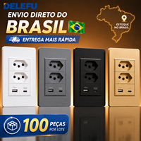 DELEFU Prise murale 4x2 Brésil 10A 20A Double prise brésilienne avec chargeur rapide USB A Type C 20W 100 pièces en gros