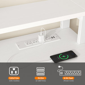 Bureau d'ordinateur en forme de L blanc moderne SENYU avec étagère et tiroirs pour poste de travail à domicile - Product Image 6