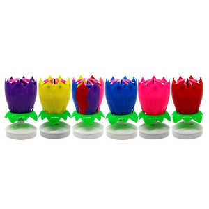 الأكثر شعبية بالجملة مواد مثبطة للهب لوتس متعددة الألوان أزهار الزهور الموسيقية شموع عيد ميلاد صنع الألعاب النارية - Product Image 6