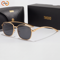 TWOOO T1762 Nouveauté Lunettes de soleil métalliques à monture carrée style simple, tendance et mode pour l'extérieur