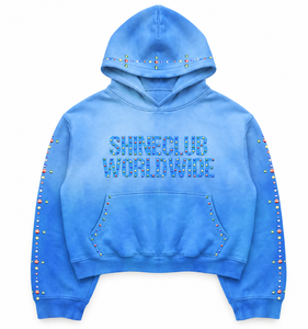 Completo <span class=keywords><strong>Tuta</strong></span> Sportiva Unisex HG High Street Personalizzata da Uomo, <span class=keywords><strong>Blu</strong></span> Sbiadito con Strass e Stampa a Rilievo, Felpa con Cappuccio e <span class=keywords><strong>Pantaloni</strong></span> Larghi - Product Image 3