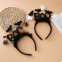 Serre-tête Halloween BOO avec un motif chauve-souris, une araignée et une citrouille