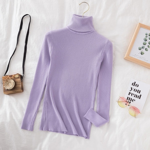 Pull en maille à col roulé ajusté pour femme, manches longues, couleur unie, style automne-hiver, idéal pour le quotidien - Product Image 2