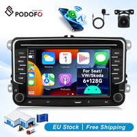 Autoradio Android Podofo 7'' 6+128 Go, autoradio sans fil CarPlay Android Auto pour Volkswagen Seat Skoda avec caméra et microphone