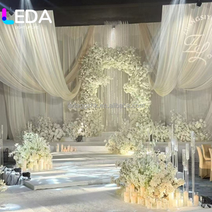 LEDA Wholesale <b>Wedding</b> <b>Decor</b> Flowing Wave-like <b>Ceiling</b> Drapery Arched Design Milk Silk Fabric <b>Ceiling</b> Backdrop for <b>Wedding</b> - Product Image 2