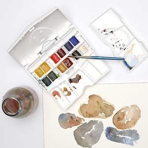 Ensemble de peinture à l'aquarelle Bview Art Winsor & Newton Cotman avec papier, 12 demi-pans de 10 ml, palette de poche, pinceau inclus - Product Image 2