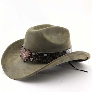 Sombrero Vaquero Occidental de Ante Vegano, Moderno y Elegante, con Cinturón Ancho, Tendencia Otoño-Invierno 2025 - Product Image 3