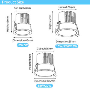 Spot LED anti-éblouissant réglable de luxe 9W COB Rotation à 360 ° Faisceau de rondelle murale encastré Toujours LED Down Light Artwork sur le mur - Product Image 5