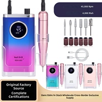 Ponceuse à ongles portable rechargeable 45000 tr/min, 4000 mAh, USB Type-C, avec base de charge, pour le retrait des ongles et le soin des cuticules