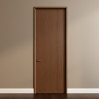 Porte battante élégante et écologique pour chambre d'hôtel ou appartement, étanche, insonorisée, avec cadre en aluminium fini et panneau en bois.