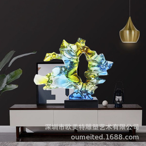 Escultura de Resina de Piedra Taihu Transparente, Forma Irregular, Decoración Artística para el Hogar, Adorno de Escritorio, 640x150x480mm - Product Image 3