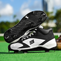 Chaussures de baseball pour hommes, mi-montantes, crampons moulés en caoutchouc intégral, chaussures d'entraînement pour softball, noir et blanc, large, du 38 au 46 EU