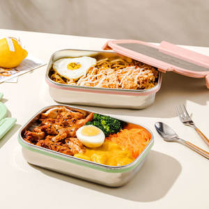 Contenedor de Alimentos de Acero Inoxidable con Tapa de Plástico Rectangular Hermética para Refrigerador y Uso en Exteriores - Product Image 2