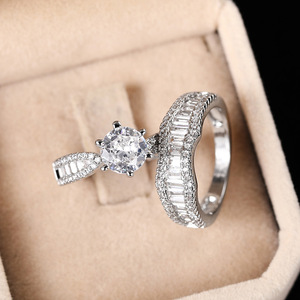 Anel de Diamante Prateado Romântico Francês para Vestido de Casamento e Noite, Anel Deslumbrante para Presentes do Dia dos Namorados, Acessório de Moda - Product Image 5