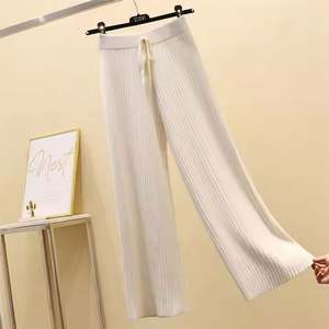 Nouveau pantalon pour femme en maille décontracté, taille haute, ample, coupe droite, style pantalon de balayage - Product Image 4