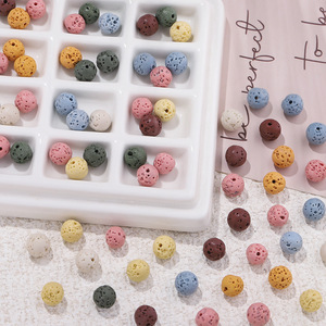 Perles de roche volcanique 4-10mm, perles rondes en pierre pour la fabrication de bracelets, accessoires de bijoux, vente en gros - Product Image 1
