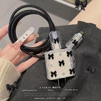 Protector de Cable USB con Lazo Pequeño de Perlas 3D, Estilo Y2K, para iPhone, Funda Protectora para Cable de Datos de 18W/20W, Carga Rápida