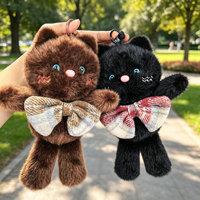 Gantungan Kunci Boneka Kucing Lari Isi Kapas PP Lapisan Jala Dapat Dicuci Aksesoris Unisex untuk Mesin Cakar