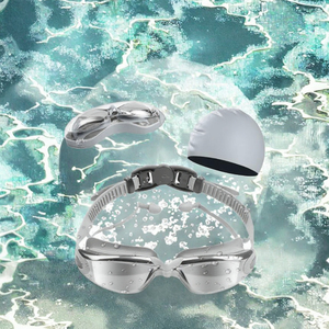 Ensemble de lunettes de natation avec étui pour adultes, verres et monture en polycarbonate UV400, anti-buée, bonnet de bain étanche, bouchons d'oreilles et de nez - Product Image 3