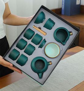 Factory Supply Reasonable Price Wholesale Chinese Design 10-Piece Handmade Ceramic Porcelain Tea <b>Set</b> - Product Image 4