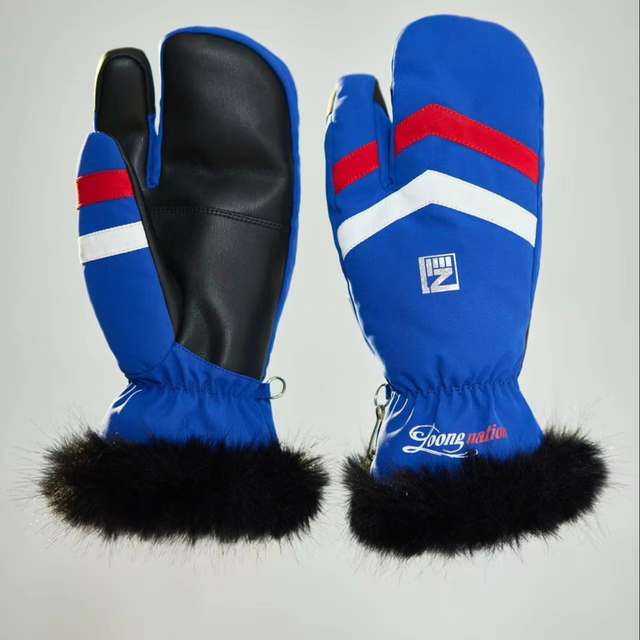 Lobster Claw 3 Finger Ski Mittens Waterproof Breathable Touch Screen Independent Index Finger for Skiing Snowboarding Sports