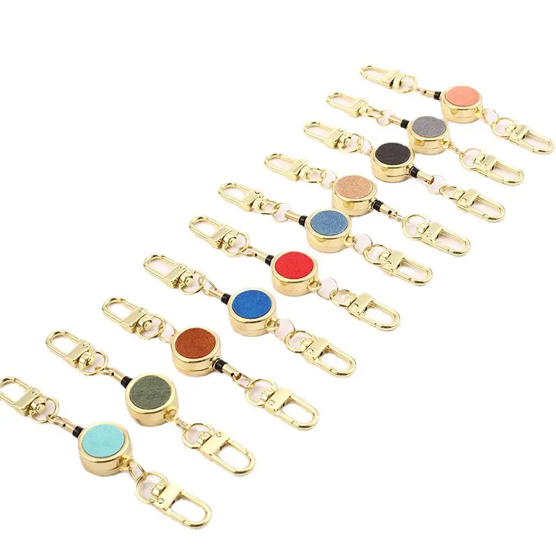Lovely solid color Bright gold accessories retractable nurse doctor work easy pull buckle badge reel keychain
