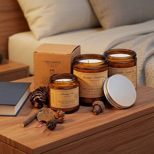 Velas Aromáticas LunaLith al por Mayor con Logotipo Personalizado, 100g, Cera de Soja de Lujo, Frasco de Vidrio Ámbar, para Bodas, Diwali y Regalos de San Valentín - Product Image 1