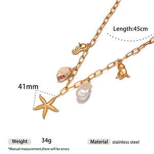 Collares de Moda Hawaiana de Verano, Joyería de Acero Inoxidable 316L, Collar de Conchas Marinas Chapado en Oro de 14k y 18k para Mujer - Product Image 6