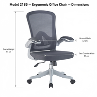 Chaise de bureau ergonomique à dossier mi-haut en maille avec logo personnalisé, accoudoirs rabattables, dossier en S et base pivotante à vérin à gaz pour le bureau