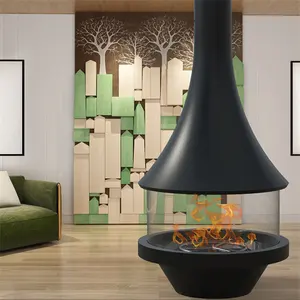 Hot Selling Indoor Heaters Wall Ceiling Mounted Wood Burning/Gas Suspended Hanging Fireplace