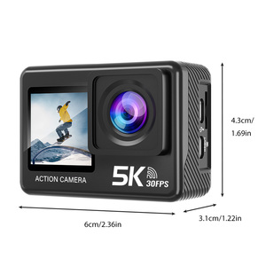 Caméra d'<span class=keywords><strong>action</strong></span> sportive AT-M60TR 5K/4K 24MP 2.0+1.3 pouces double écran F2.6 120 minutes de batterie IP68 étanche <span class=keywords><strong>carte</strong></span> TF 128 Go extérieur - Product Image 1