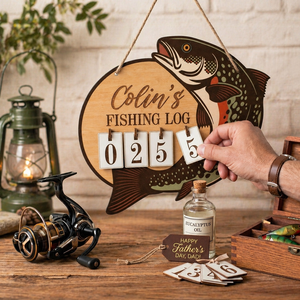 Wooden Fishing <b>Log</b> Ornament with Customizable Name Handmade <b>Decor</b> for Anglers and Wall Hanging <b>Decor</b> Craft - Product Image 3