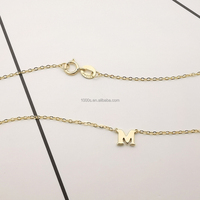 Collier simple en or véritable 9 carats avec lettre M personnalisée, bijoux délicats