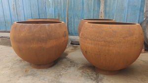 Pot de plantes en acier grand planteur de boule en métal <span class=keywords><strong>extérieur</strong></span> personnalisé - Product Image 2