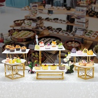 Matériel de restauration pour hôtels et restaurants, équipement de traiteur, buffet, ensemble de supports à gâteaux en acier inoxydable, présentoirs à fruits et en-cas pour table