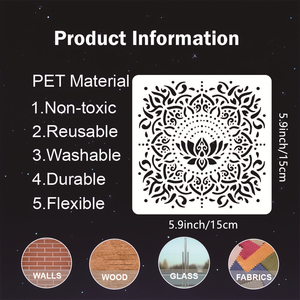 Plantilla de Mandala Reutilizable Personalizada de PET para Dibujar, Pintar, Hacer Diario, Álbum de Recortes, Marca <span class=keywords><strong>IWILL</strong></span>, Ecológica - Product Image 2