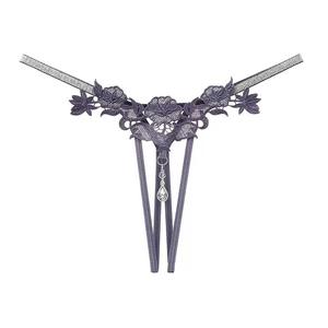 String sexy avec pendentif en strass, dentelle brodée, lingerie exotique, culotte à paillettes, sous-vêtements érotiques, vêtements de nuit - Product Image 3