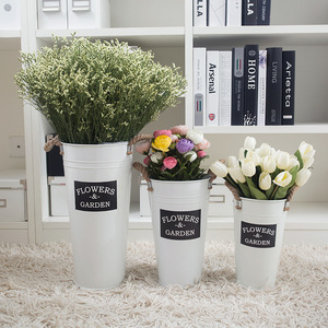 <b>Flowers</b> & Garden Tin Bucket Vase Off White Indoor Home Decor <b>Artificial</b> <b>Flower</b> Arrangement - Product Image 1