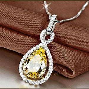Collar con Colgante de Piedra Amarilla en Forma de Pera para Mujer, Joyería de Moda para Uso Diario, Regalo - Product Image 2
